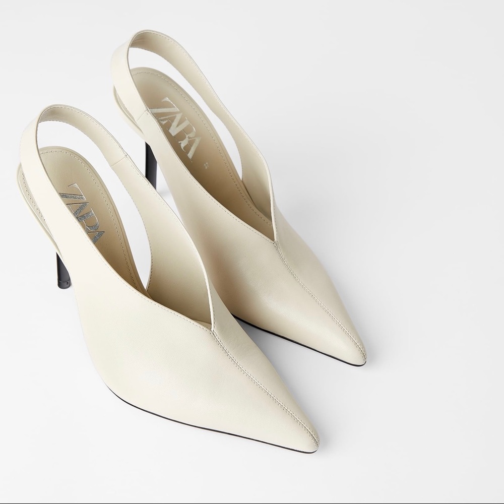 ZARA Leather Backless High Heel Shoes